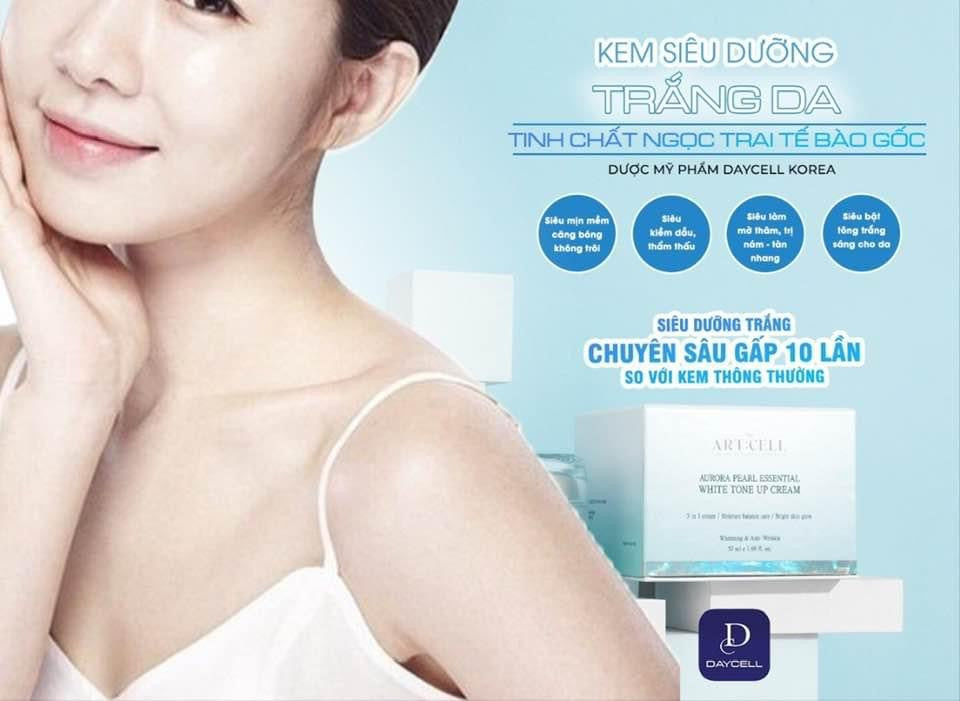 Kem Dưỡng Da Toàn Diện ARTCELL Aurora Pearl Essential White Tone Up Cream - VT Glamour