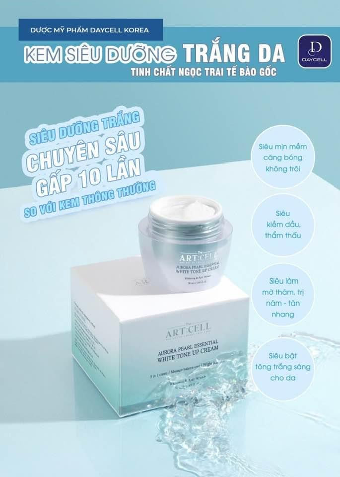 Kem Dưỡng Da Toàn Diện ARTCELL Aurora Pearl Essential White Tone Up Cream - VT Glamour