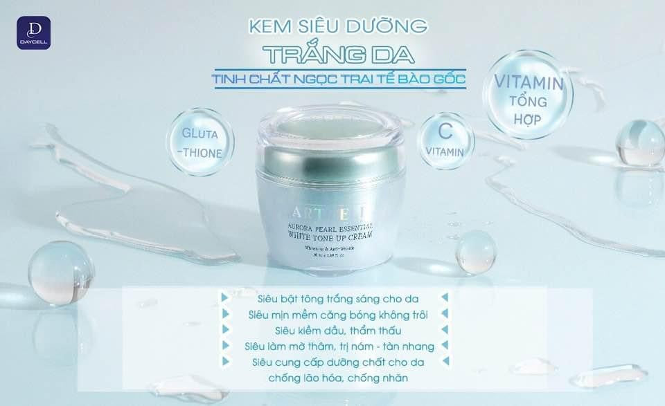 Kem Dưỡng Da Toàn Diện ARTCELL Aurora Pearl Essential White Tone Up Cream - VT Glamour