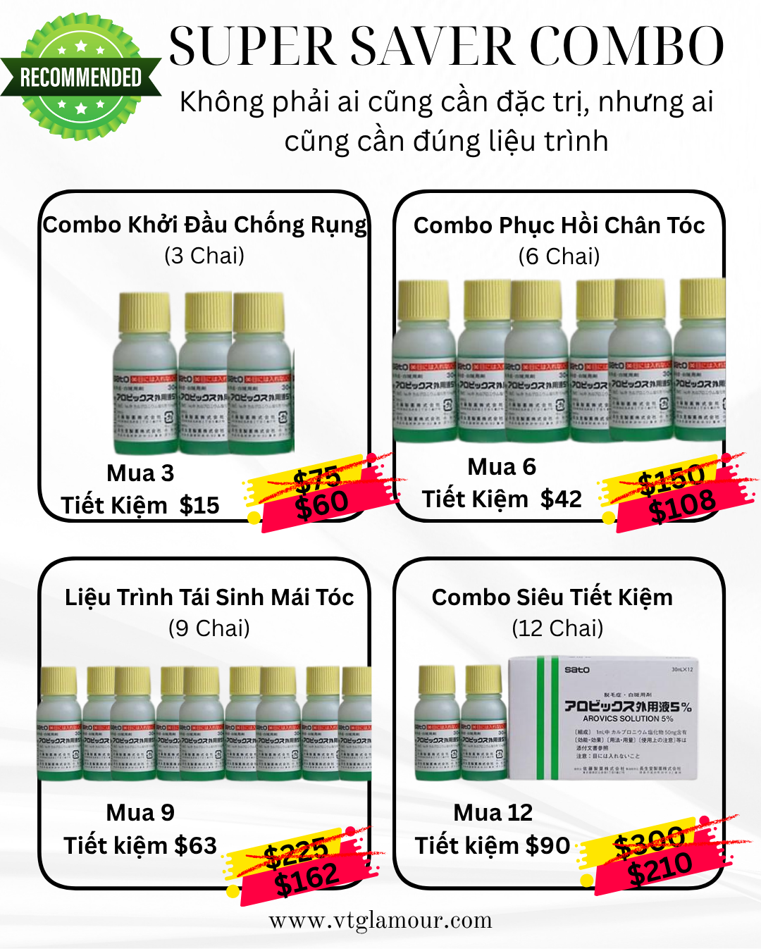 Dung Dịch Dưỡng Da Đầu Sato Arovics Solution 5% – 30ml x 12 Chai - VT Glamour