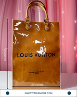 Handmade Plastic-Laminated Paper Tote Bag with Brown Handle
 ( 14 x10 inches)