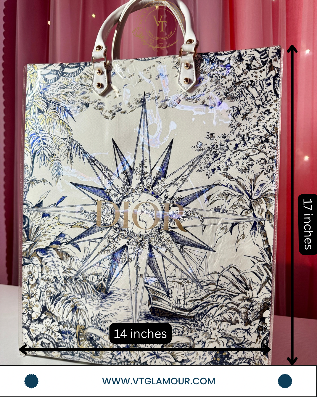 Handmade Plastic-Laminated Paper Tote Bag with White Handle
( 17 x 14 inches ) - VT Glamour