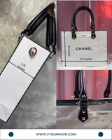 Handmade Plastic-Laminated Paper Tote Bag with Black Handle
 (8 x 10 x 2.75 inches)