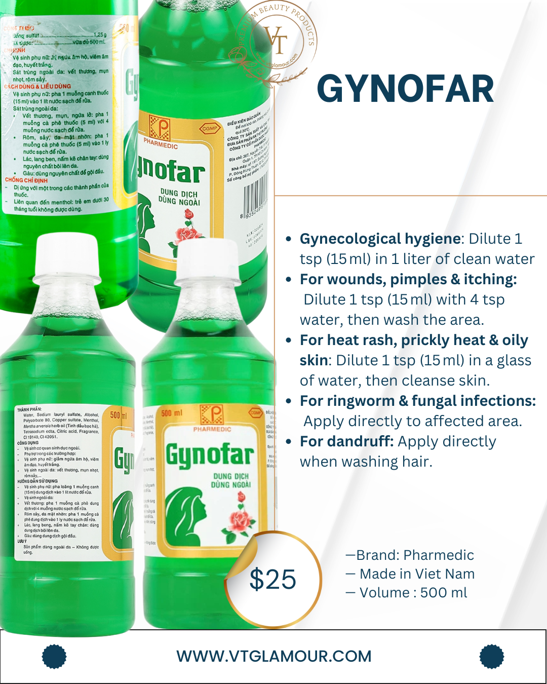 GYNOFAR – Dung Dịch Vệ Sinh & Chăm Sóc Da - VT Glamour