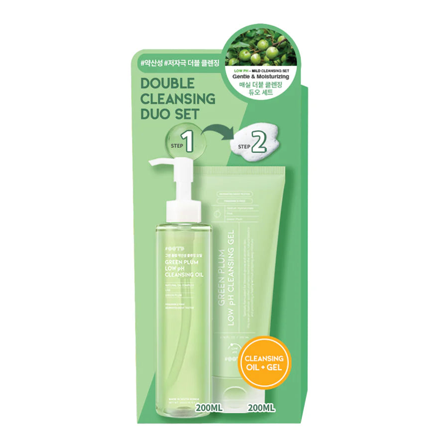 OOTD Green Plum Sữa Rửa Mặt 2 Bước Low pH – Bộ Đôi Tẩy Trang & Làm Sạch Sâu 200ml + 200ml - VT Glamour