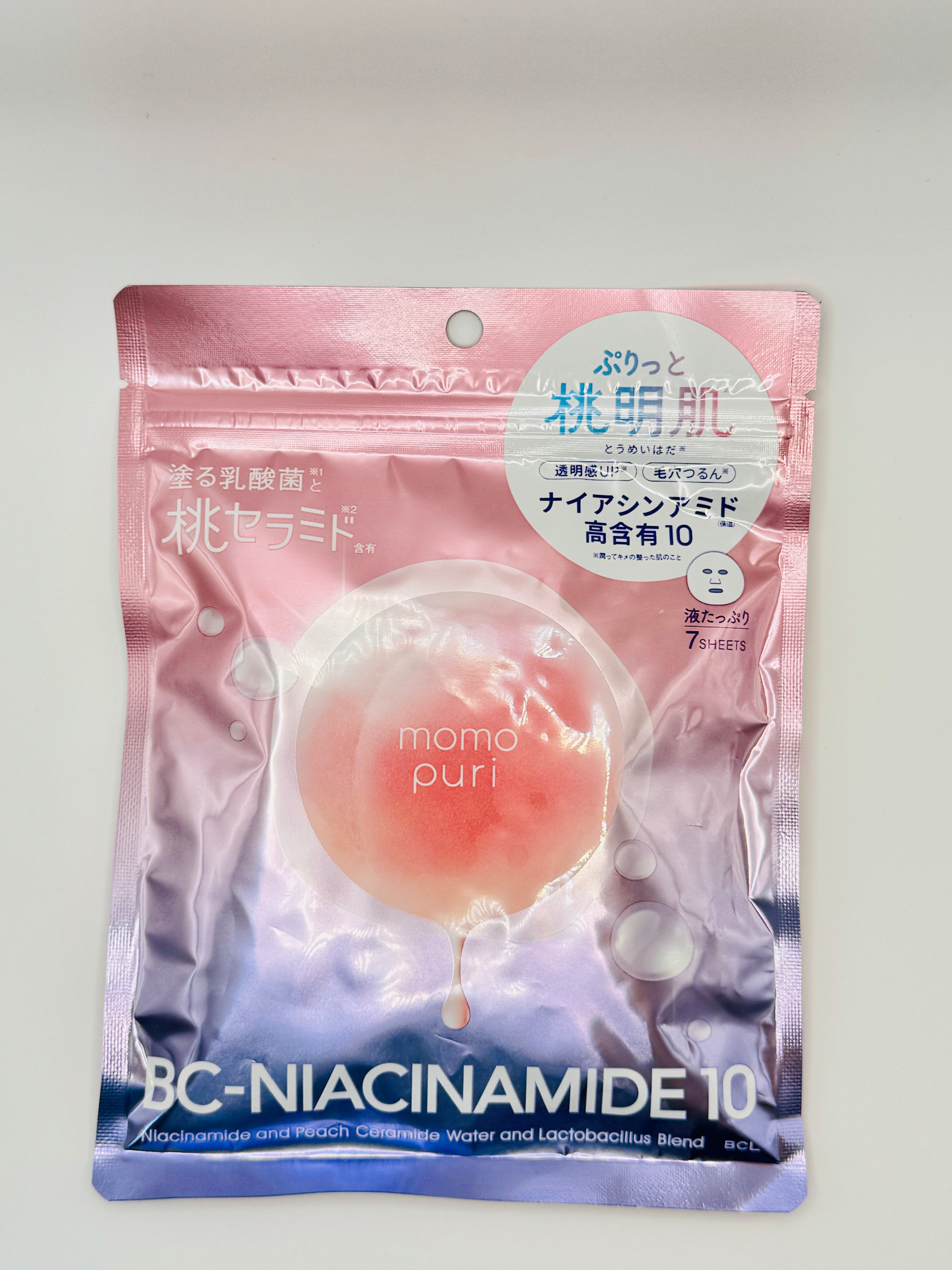 Momopuri Peach Ceramide Barrier Sheet Mask (7 Sheets) – Hydrating & Niacinamide Glow Mask