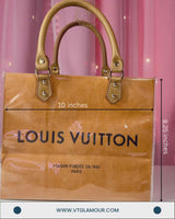 Handmade Plastic-Laminated Paper Tote Bag (8.25 x 10 x 6 inches)
 - Brown Handle