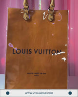 Handmade Plastic-Laminated Paper Tote Bag with Brown Handle
 ( 14 x10 inches)